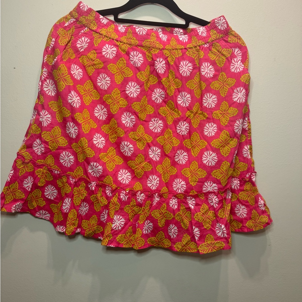 Pink and Yellow Floral Women's Skirt